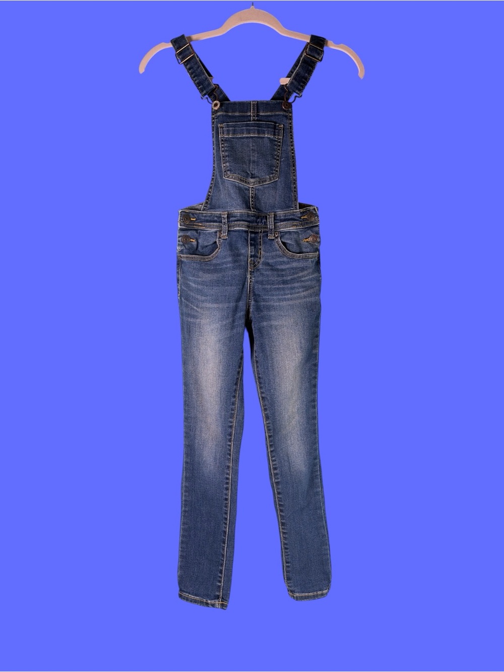 Cat & Jack Girls Size M 7/8 Straight Leg Denim Overalls Medium Wash